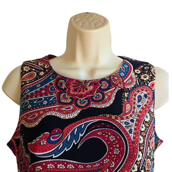 Tommy Hilfiger Black Paisley Stretch Sheath Midi Dress Sz 2 - Picture 3 of 9